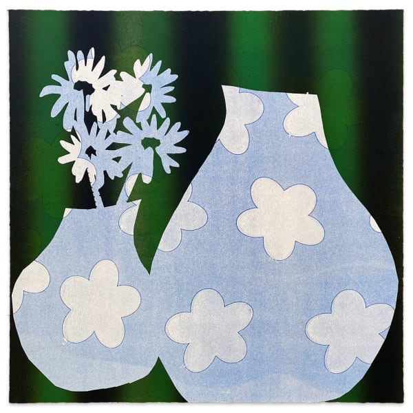 Karen Lederer monoprint of floral vase