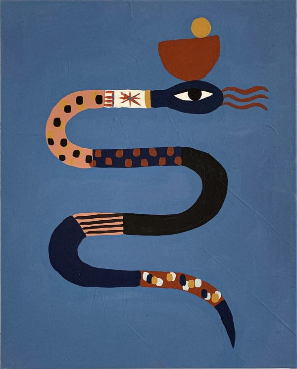 black and brown snake on a blue background