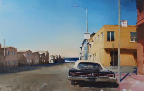 painting of a car parked in the outer richmond area of San Francisco - Daytime scene