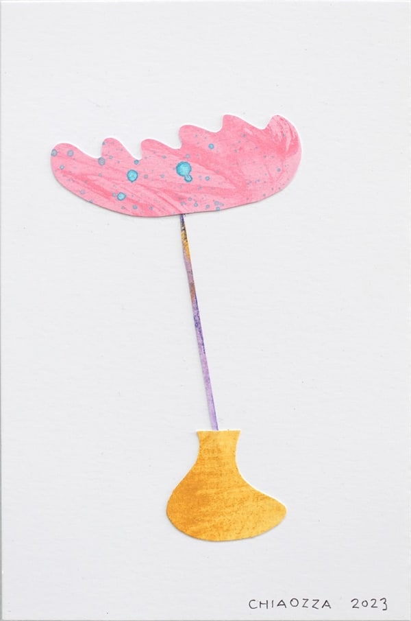 Exquisite Plant Collage (Little Yellow Pot, Inside-Out Pink Umbrella Flower)