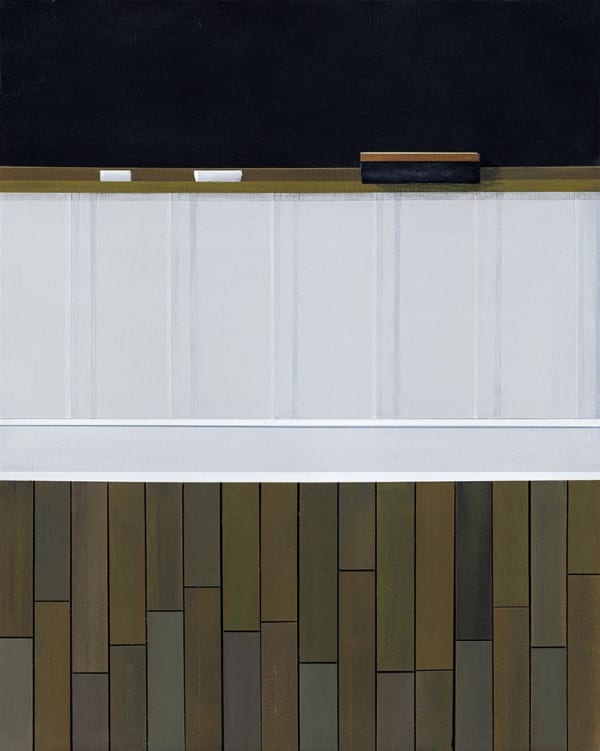 Gabe Langholtz painting of chalkboard, erasers and chalk