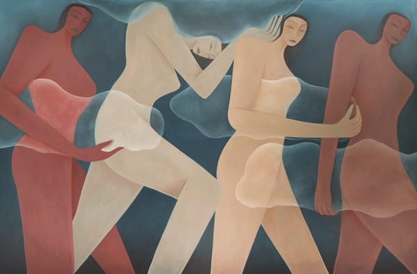 Laura Berger painting of women carrying clouds