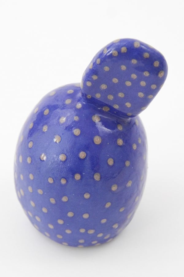 Jen Dwyer sculpture - two blue rounded stacked shapes with light dot accents