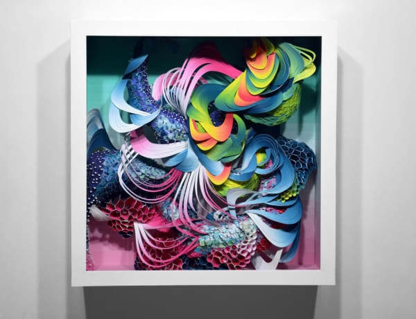 Crystal Wagner colorful abstract biomorphic paper sculpture