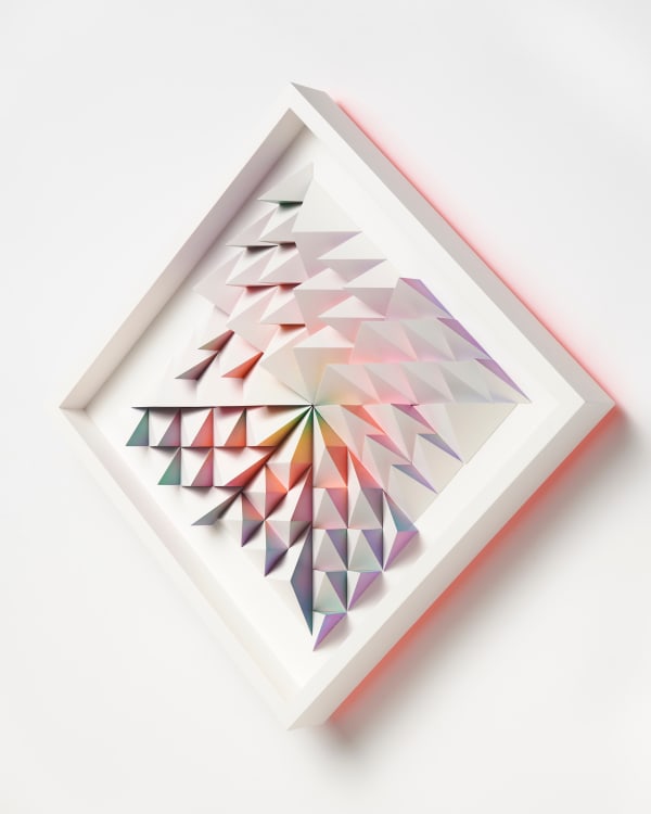 wooden wall sculpture with rainbow colors