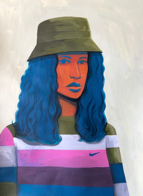 Dennis Brown's painting of a woman wearing a hat