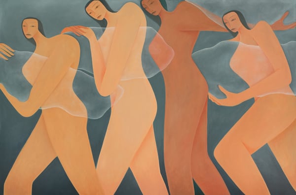 Laura Berger painting of women carrying clouds