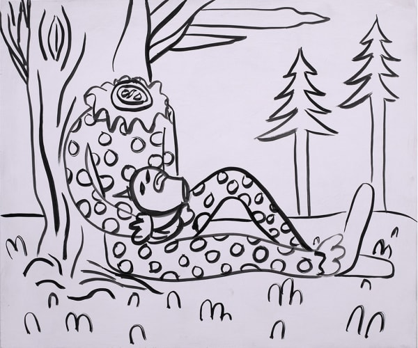 Corey Lamb painting of clown in forest