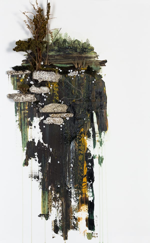 Gregory Euclide - mix media work of abstracted nature scene with a major color palette of green.