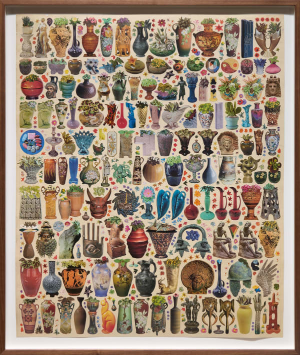 Collage of various vases in straight columns and rows