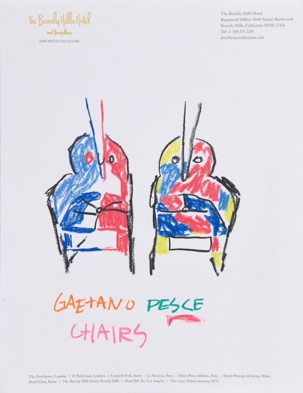 sketch of two colorful chairs