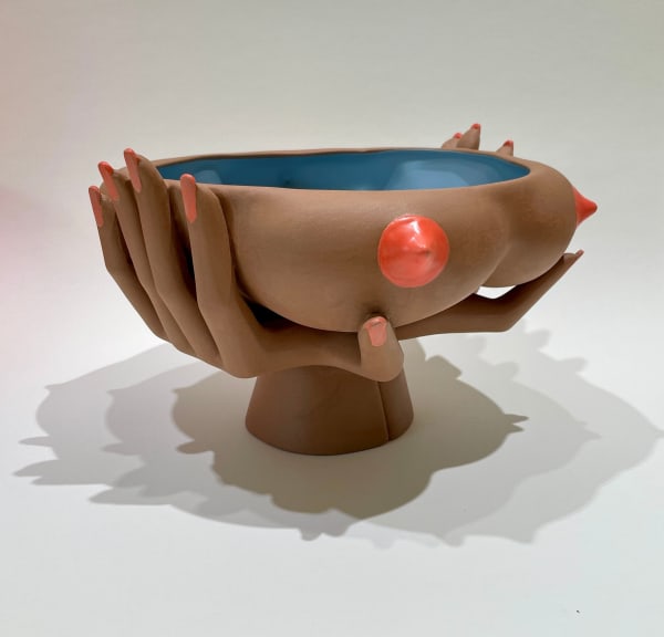Jillian Evelyn bowl made to look like breasts being held up by 2 hands