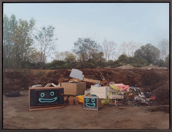 Pat Perry painting of discarded boxes outdoors