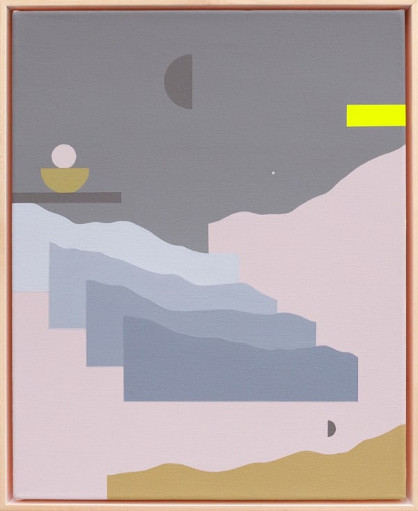 Madeleine Tonzi painting of abstracted desert landscape in dusk pastel tones