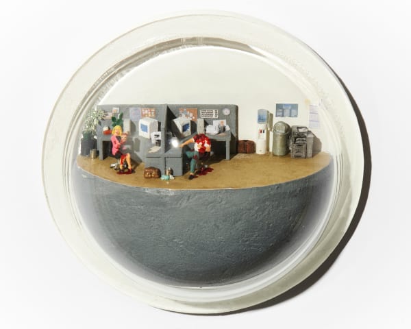 Abigail Goldman's sculpture of an office murder scene