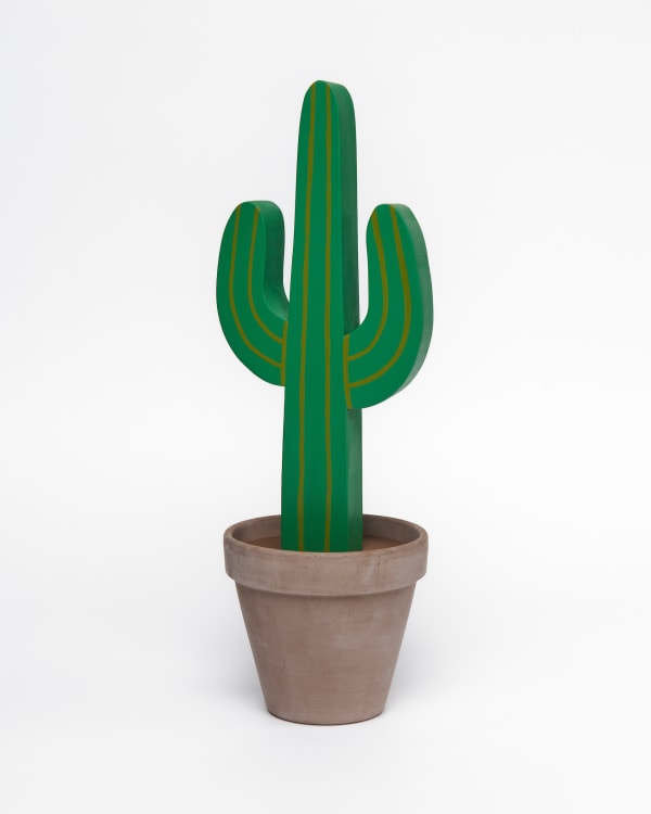 Jeff Canham - wooden cactus sculpture in pot