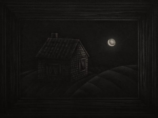Angela Fang Zirbes black and white painting of house