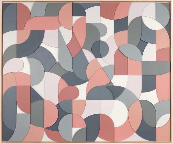 abstracted typography design in shades of blue, purple and red