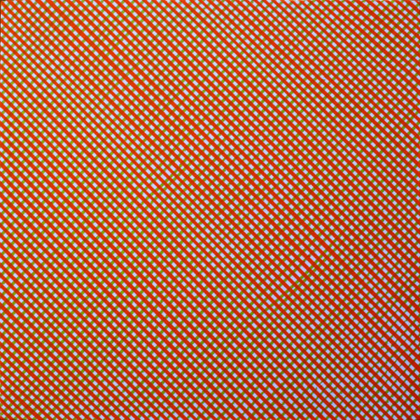 Rebecca Kaufman's painting of a geometric shape in red and white