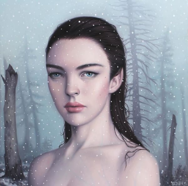 Sarah Joncas painting of woman outside with snowfall