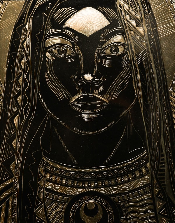 Perrion Hurd Covered, 2022 Scratch paper etching 10" x 8"