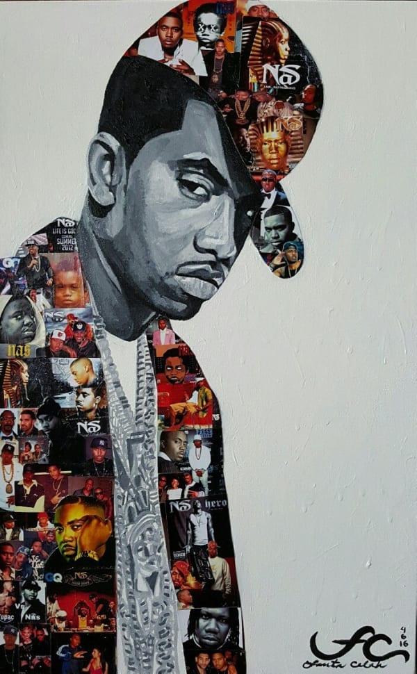 Fanta Celah Nas: The World Is Yours, 2016 Acrylic and mixed media on canvas 30" x 19"