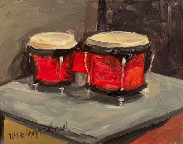 Wade Hampton The Bongos Oil on wood 8" x 10"