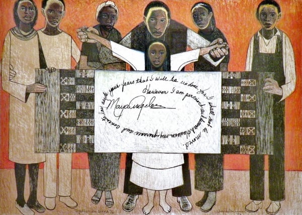 Samella Lewis Together We Stand, 2007 Hand embellished lithograph 22" x 30" 1/10