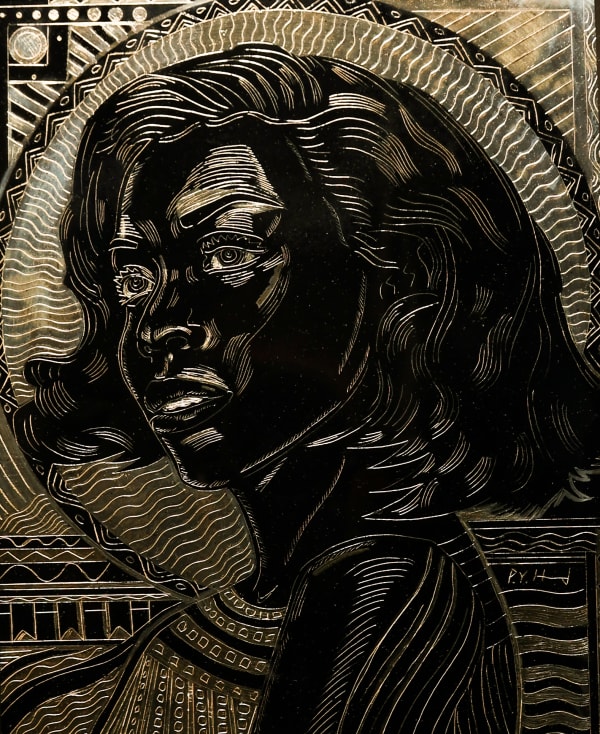 Perrion Hurd Graceful, 2022 Scratch paper etching 10" x 8"