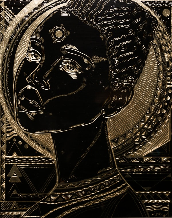 Perrion Hurd Devotion, 2022 Scratch paper etching 10" x 8"