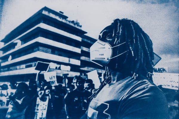 Ebony Blevins KN95, 2021 Cyanotype on 100% Arnhem cotton rag 12" x 18" Edition of 5