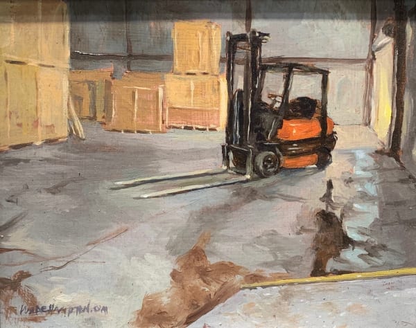 Wade Hampton Distribution and Export oil on wood 11 x 13 in 27.9 x 33 cm