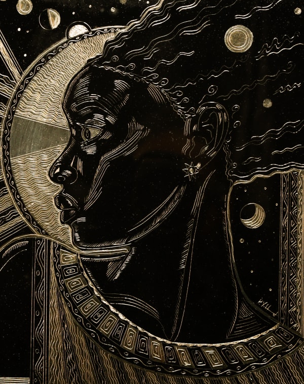 Perrion Hurd Imaginative, 2022 Scratch paper etching 10" x 8"