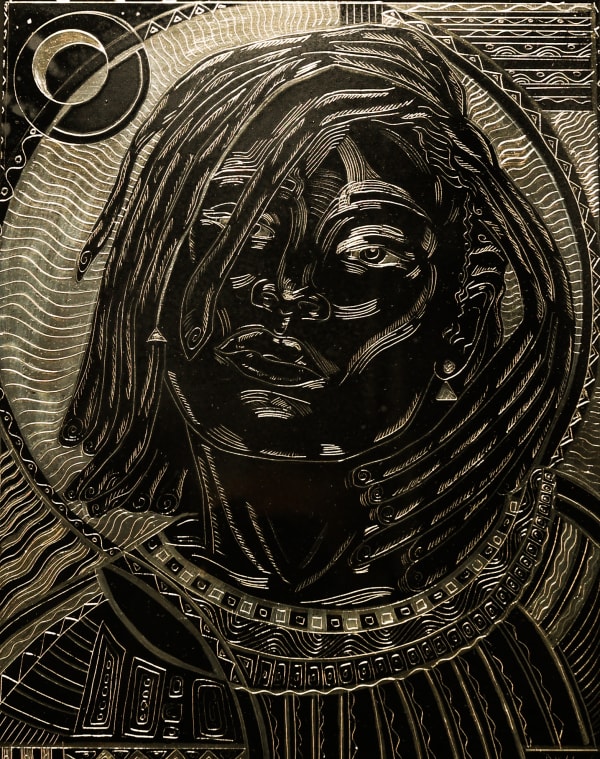 Perrion Hurd Capable, 2022 Scratch paper etching 10" x 8"