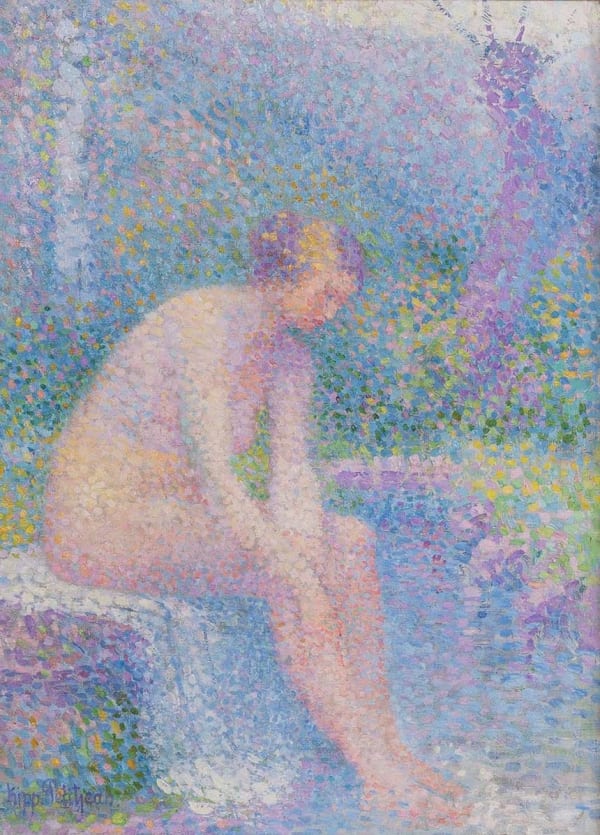 HIPPOLYTE PETITJEAN, Baigneuse Assise Au Bord De L'Eau, Huile sur toile