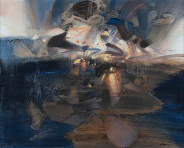 CHU TEH-CHUN, Des Reflets, 1989, Huile sur toile d'origine