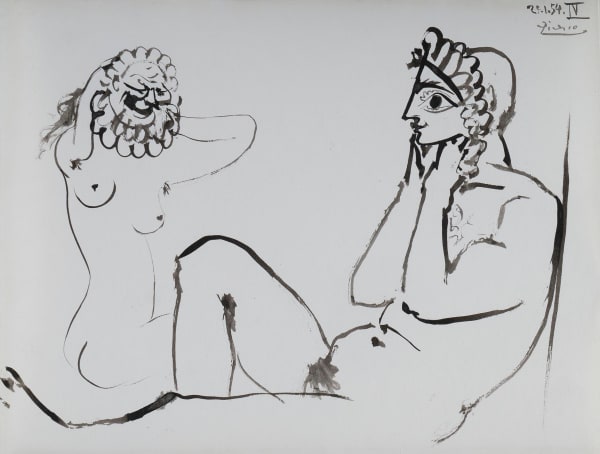 PABLO PICASSO, Deux Personnages - Couple Aux Masques Antiques, 1954