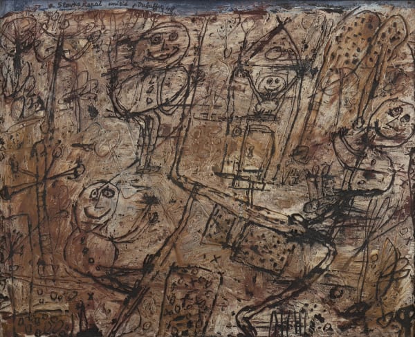 JEAN DUBUFFET, Petit paysage avec personnages (de la série Paysages grotesques), 1949