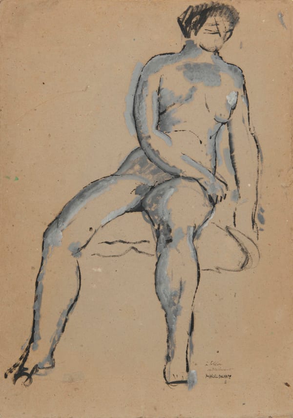 MARCEL DUCHAMP, Nu Assis, 1910-1911, Huile et gouache sur carton