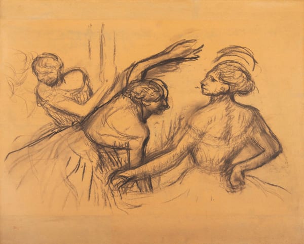 EDGAR DEGAS: Scène de Ballet, Circa 1900, Fusain sur papier contrecollé sur carton