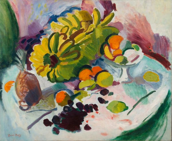RAOUL DUFY, Compotier, bananes et fruits sur un entablement, 1905