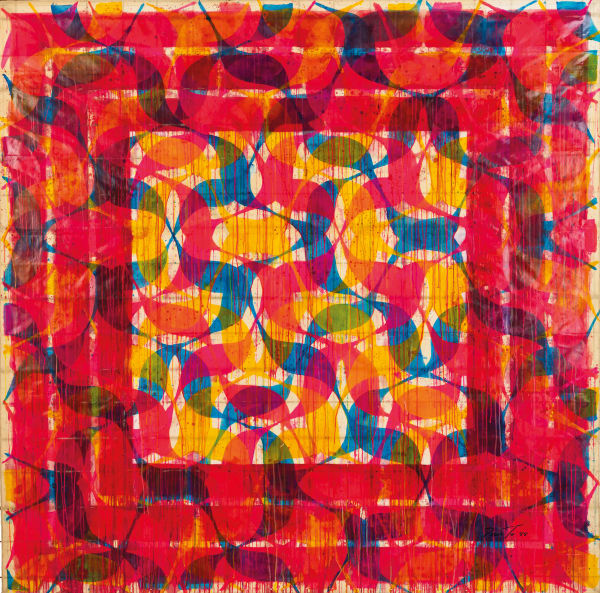 HISAO DOMOTO, Seuil Critique : Eau, 1988, Acrylique et crayon sur papier Japon washi Type de cerf-volant : Hamamatsu