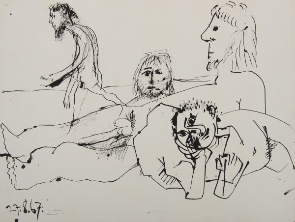 PABLO PICASSO, Sur la Plage, Personnages Nus, 1967