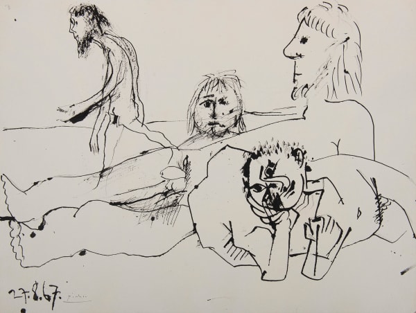 PABLO PICASSO, Sur la Plage, Personnages Nus, 1967