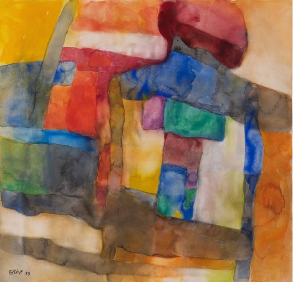 MAURICE ESTÈVE: Composition, 1989, Aquarelle sur papier