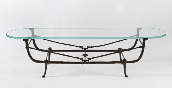 DIEGO GIACOMETTI: Table Berceau, Seconde Version, Bronze à patine verte