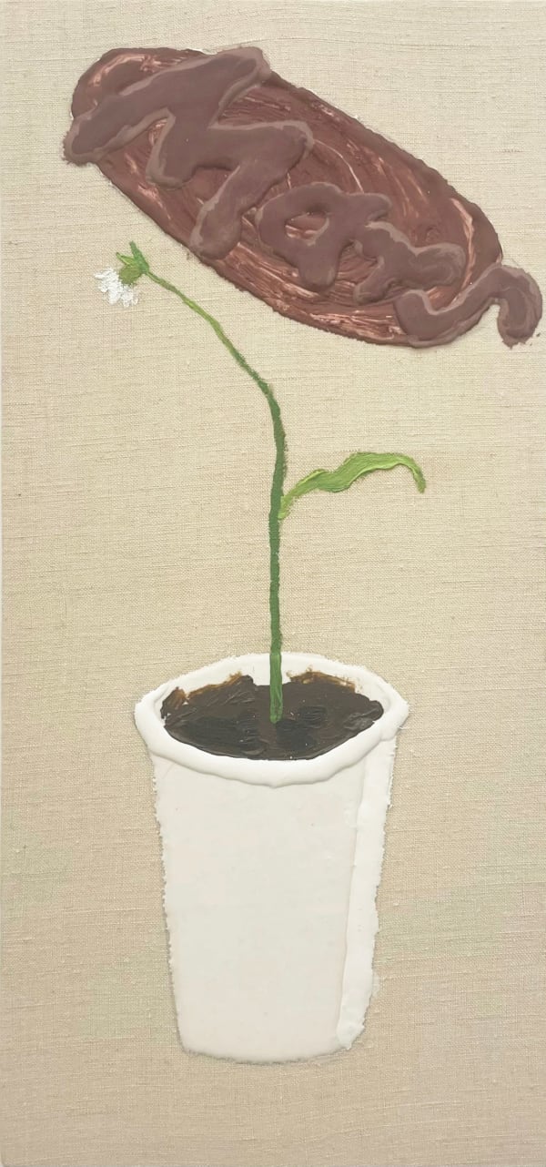 Floris Dutoit Gobelet, 2023 résine acrylique et huile sur coton 34x16 cm