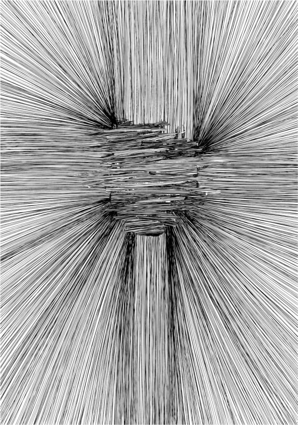 Jean-Michel Comte sans titre série Les Lignes, 2020 stylo sur papier et collages 65 x 50 cm 25 5/8 x 19 3/4 in Signé et daté