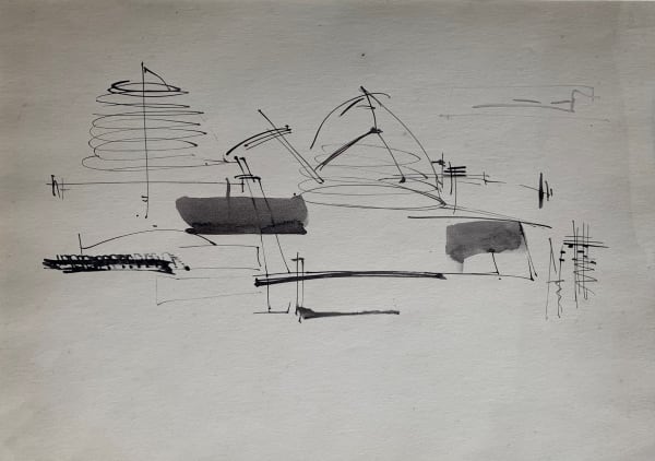 William Johnstone, Untitled Ink brush drawing, c.1970