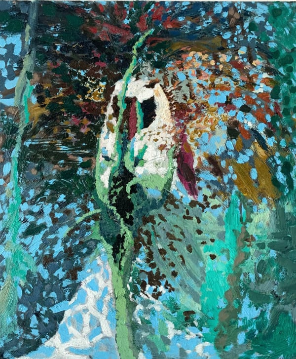 Lumin Wakoa (1981-2025) white rose with sepals, 2021 Oil on linen over panel 24 x 20 inches 61 x 50.8 cm